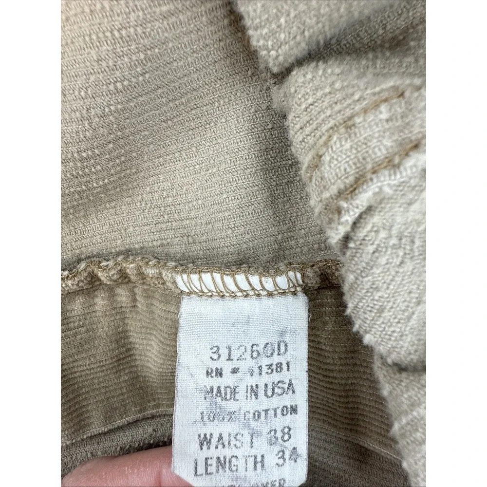Polo Ralph Lauren Pants Mens 38x34 Tan‎ Made In USA Corduroy Casual Y2K